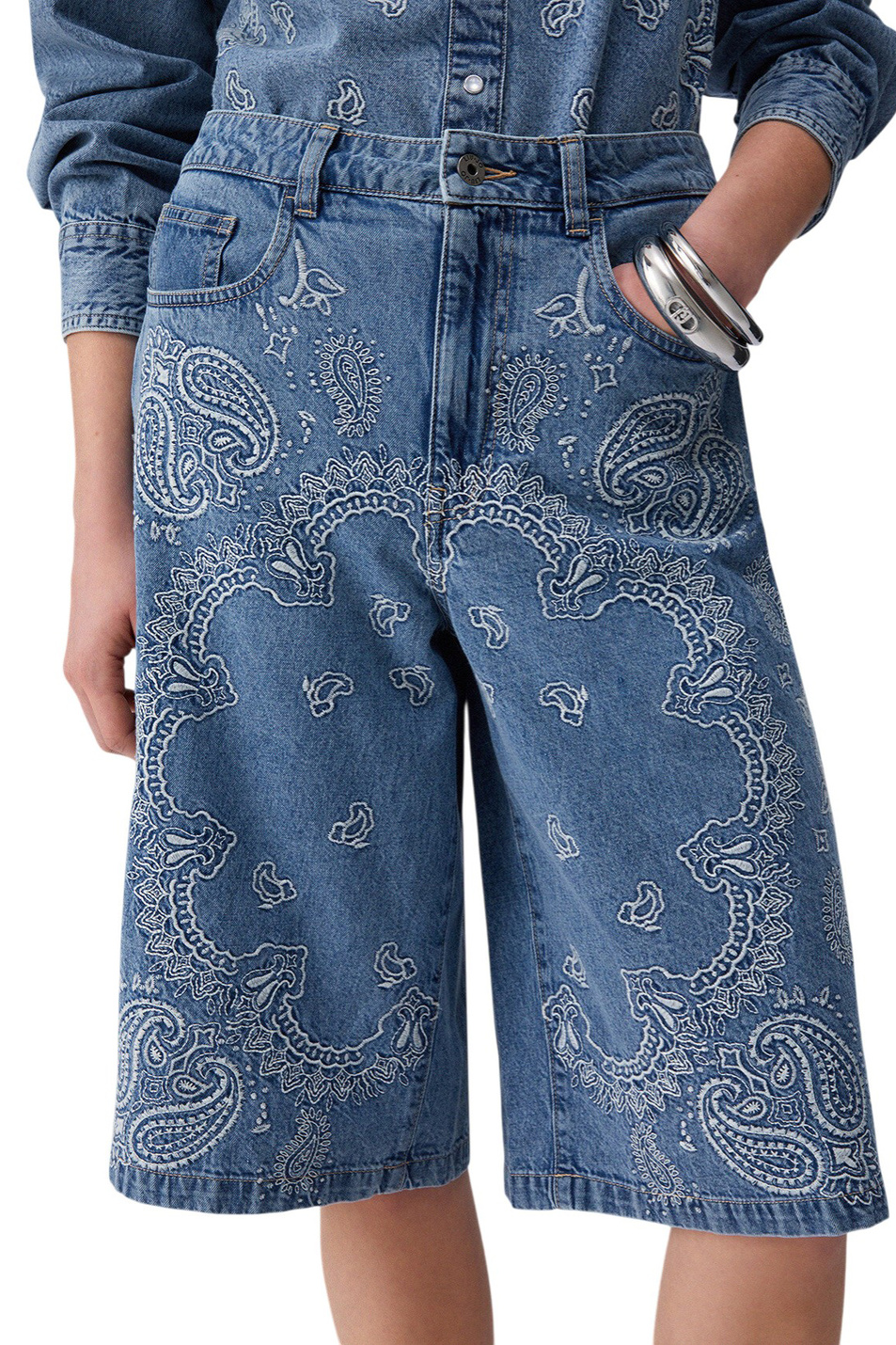 Женский Liu Jo Шорты джинсовые с вышивкой (цвет ), артикул UA6182D0313 | Фото 5