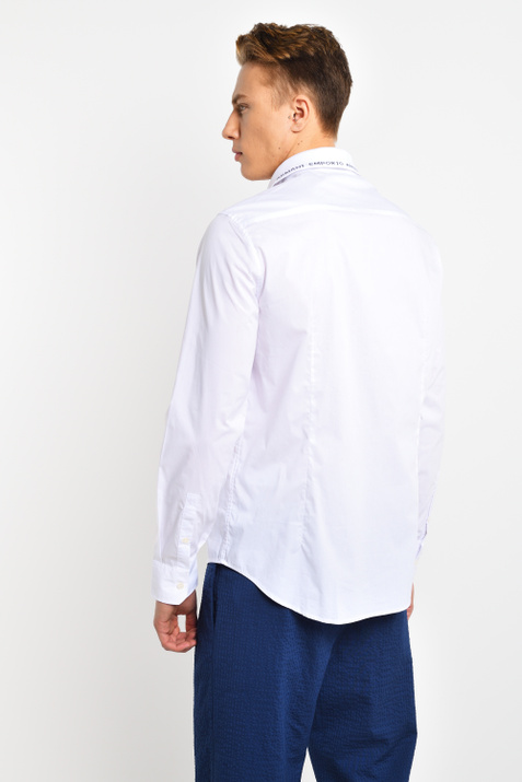 Emporio Armani Рубашка из смесового эластичного хлопка с логотипом (Белый цвет), артикул 3H1CP8-1NHUZ | Фото 4