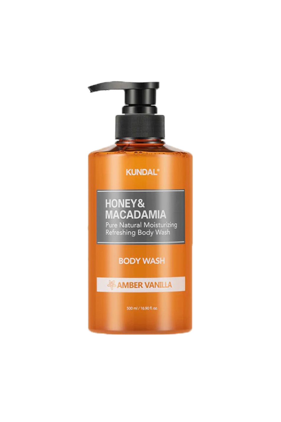 Не имеет пола KUNDAL Гель для душа Honey & Macadamia Body Wash Amber Vanilla, 500 мл (цвет ), артикул K8809568742061 | Фото 1