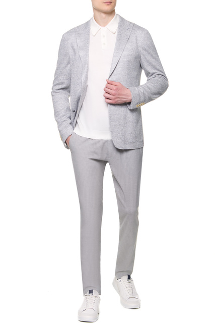 Однобортный льняной пиджак|Основной цвет:Серый|Артикул:E70GIAA05-TES0E124 | Фото 2