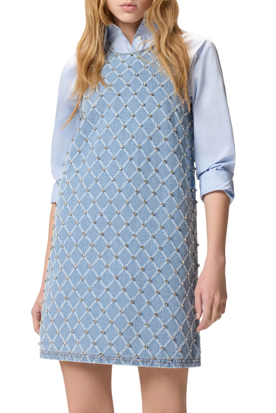 Женский Pinko Платье джинсовое со стразами (цвет ), артикул 106245A32N | Фото 4