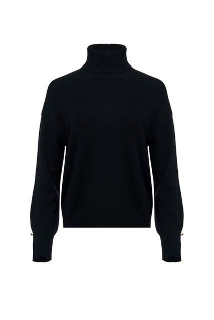 Однотонный свитер с разрезами на рукавах|Основной цвет:Черный|Артикул:CF2345MA75L | Фото 1