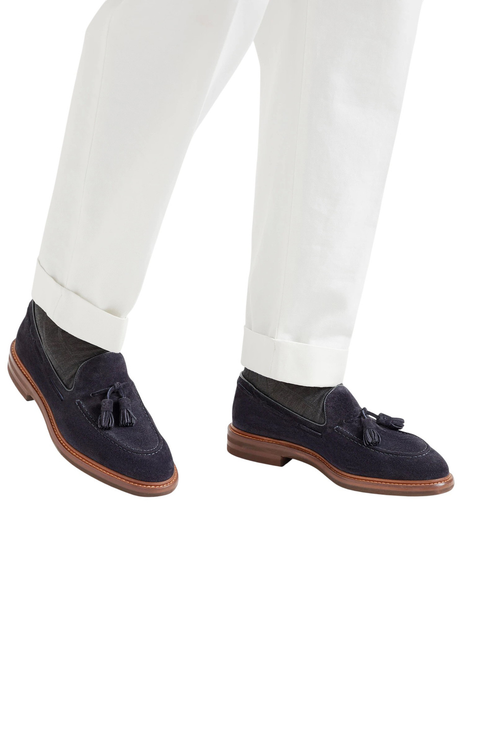 Лоферы из натуральной замши|Основной цвет:Синий Мужской Brunello Cucinelli Лоферы из натуральной замши (цвет ), артикул MZUPEAK791 | Фото 5