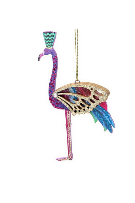 Gisela Graham Елочная игрушка "Фламинго разноцветный с золотыми крыльями" 14 см ( цвет), артикул 16779 | Фото 1