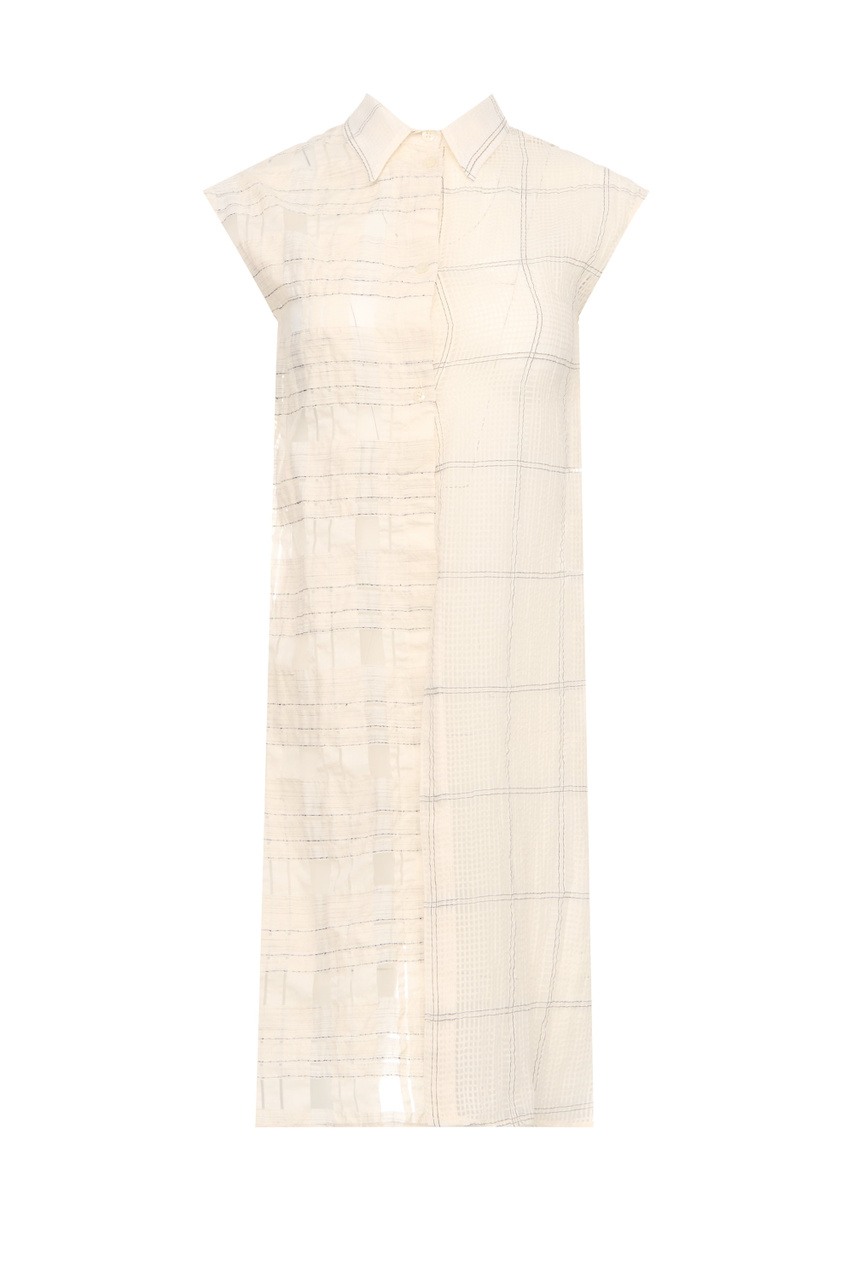 Блузка асимметричного кроя|Основной цвет:Бежевый|Артикул:WA3304T3439 | Фото 1