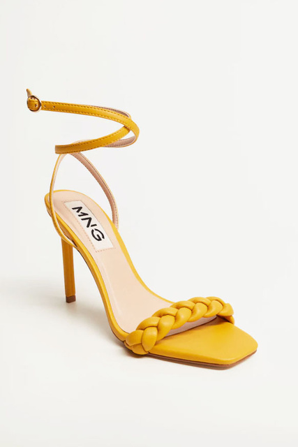Босоножки на каблуке TREN1 с плетеной союзкой|Основной цвет:Желтый|Артикул:87025652 | Фото 2