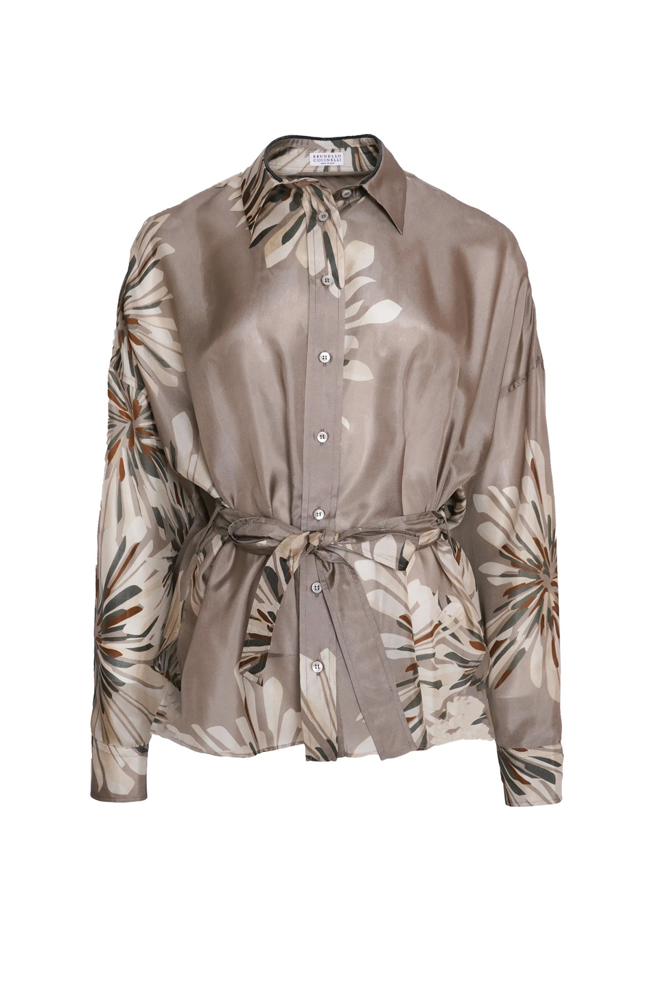 Женский Brunello Cucinelli Блузка из шелка с поясом (цвет ), артикул MQ967RH216 | Фото 1