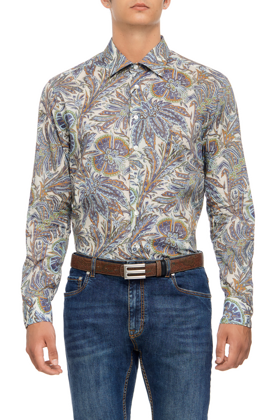 Мужской Etro Рубашка из натурального хлопка с принтом (цвет ), артикул 1K52657360250 | Фото 1