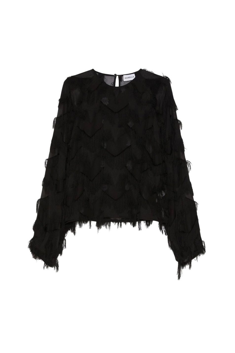 Блузка NOMME с бахромой|Основной цвет:Черный Женский MARELLA Блузка NOMME с бахромой (цвет ), артикул 2523116112 | Фото 1