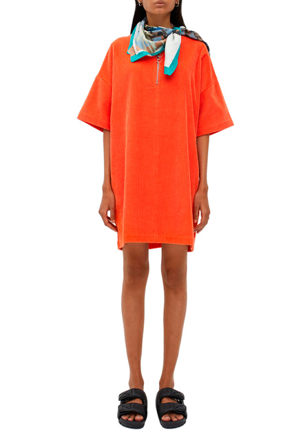 Вельветовое платье на молнии|Основной цвет:Оранжевый|Артикул:194546 | Фото 2