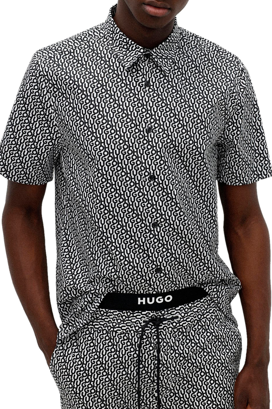 Мужской HUGO Рубашка свободного кроя с фирменным принтом (цвет ), артикул 50473190 | Фото 3