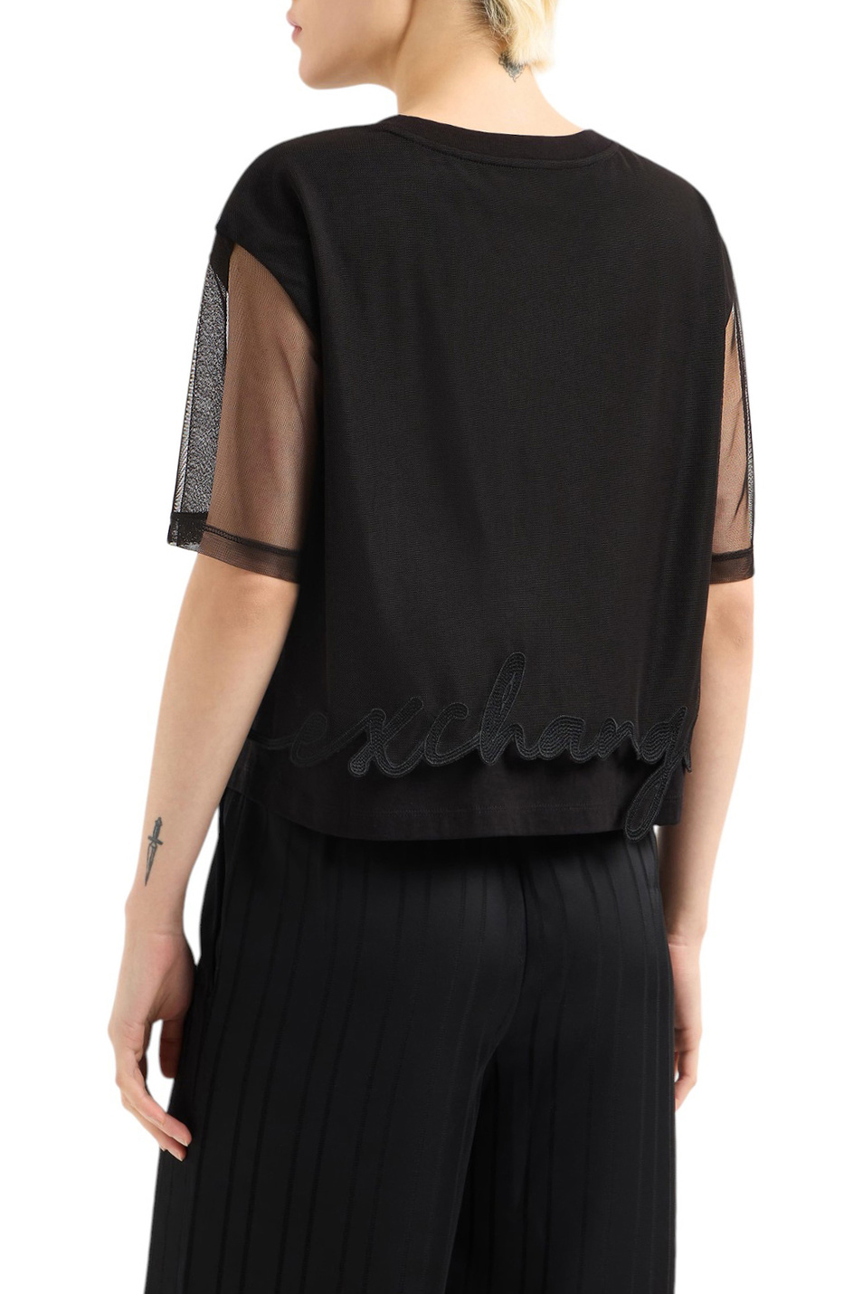 Женский Armani Exchange Футболка с полупрозрачными рукавами (цвет ), артикул XW000541-AF10359 | Фото 4