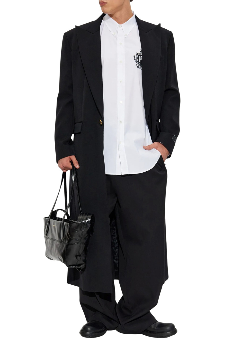 Рубашка из эластичного хлопка|Основной цвет:Белый Мужской Balmain Рубашка из эластичного хлопка (цвет ), артикул FH0HS496CF43 | Фото 3