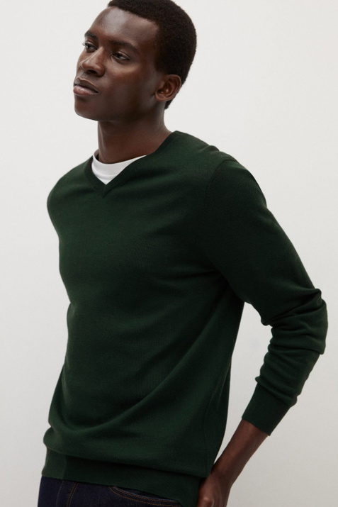 Mango Man Пуловер из натуральной шерсти WILLYV (Зеленый цвет), артикул 77052502 | Фото 4