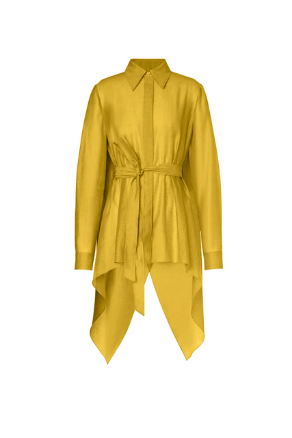 Блузка из хлопка и шелка|Основной цвет:Горчичный|Артикул:A0205-0130 | Фото 1