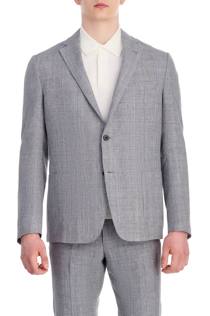 Пиджак из льна и шерсти|Основной цвет:Серый|Артикул:91XY70-3117215 | Фото 1