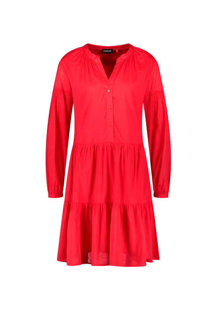 Платье из натурального хлопка с V-образным вырезом|Основной цвет:Красный|Артикул:380333-11021 | Фото 1