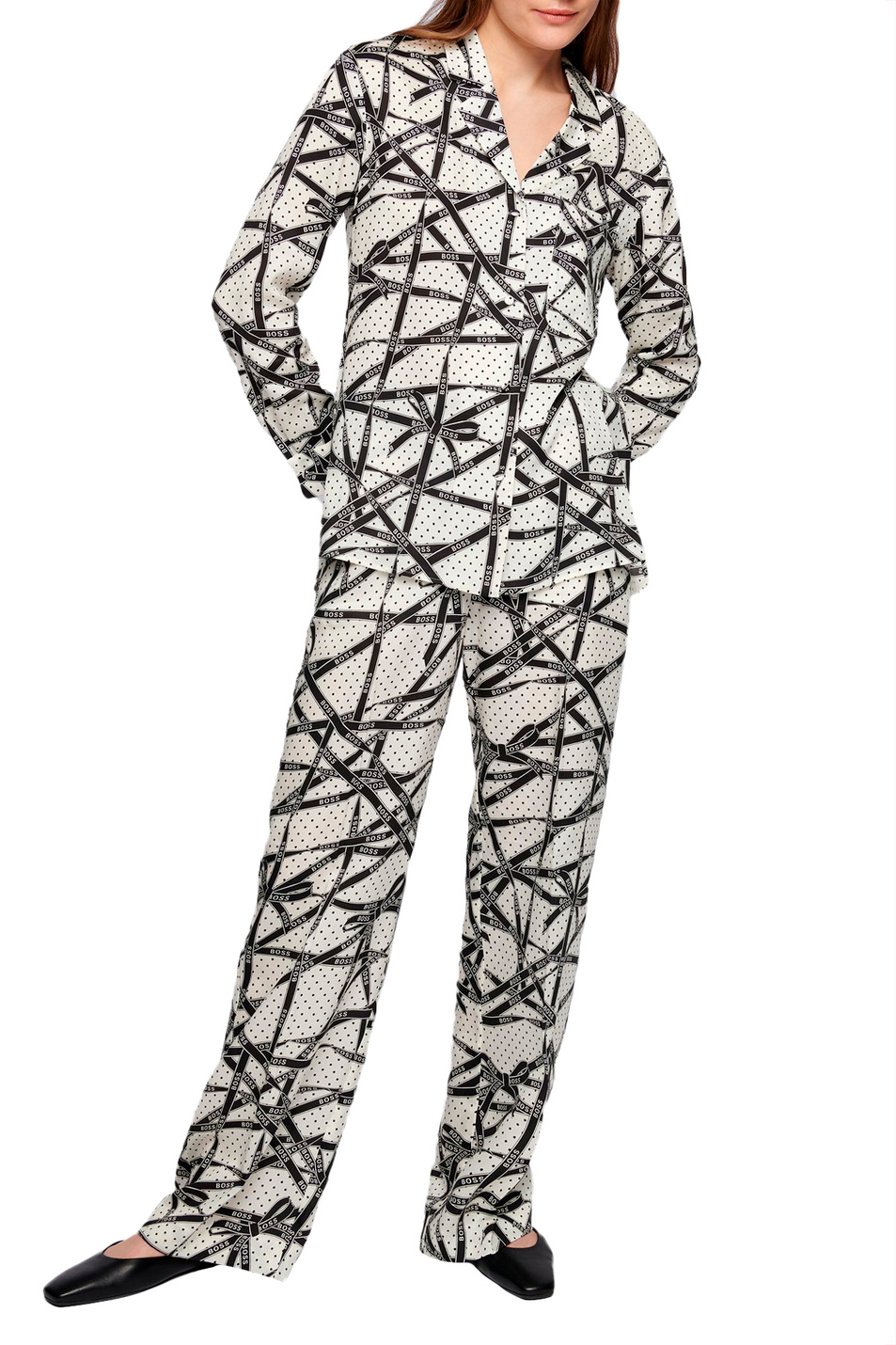 BOSS Блузка с принтом в виде ленты с логотипом (цвет ), артикул 50466089 | Фото 2