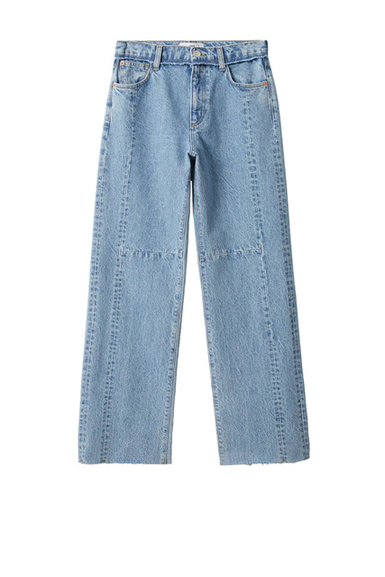 Прямые джинсы AMALIEN с завышенной талией|Основной цвет:Голубой|Артикул:27024762 | Фото 1