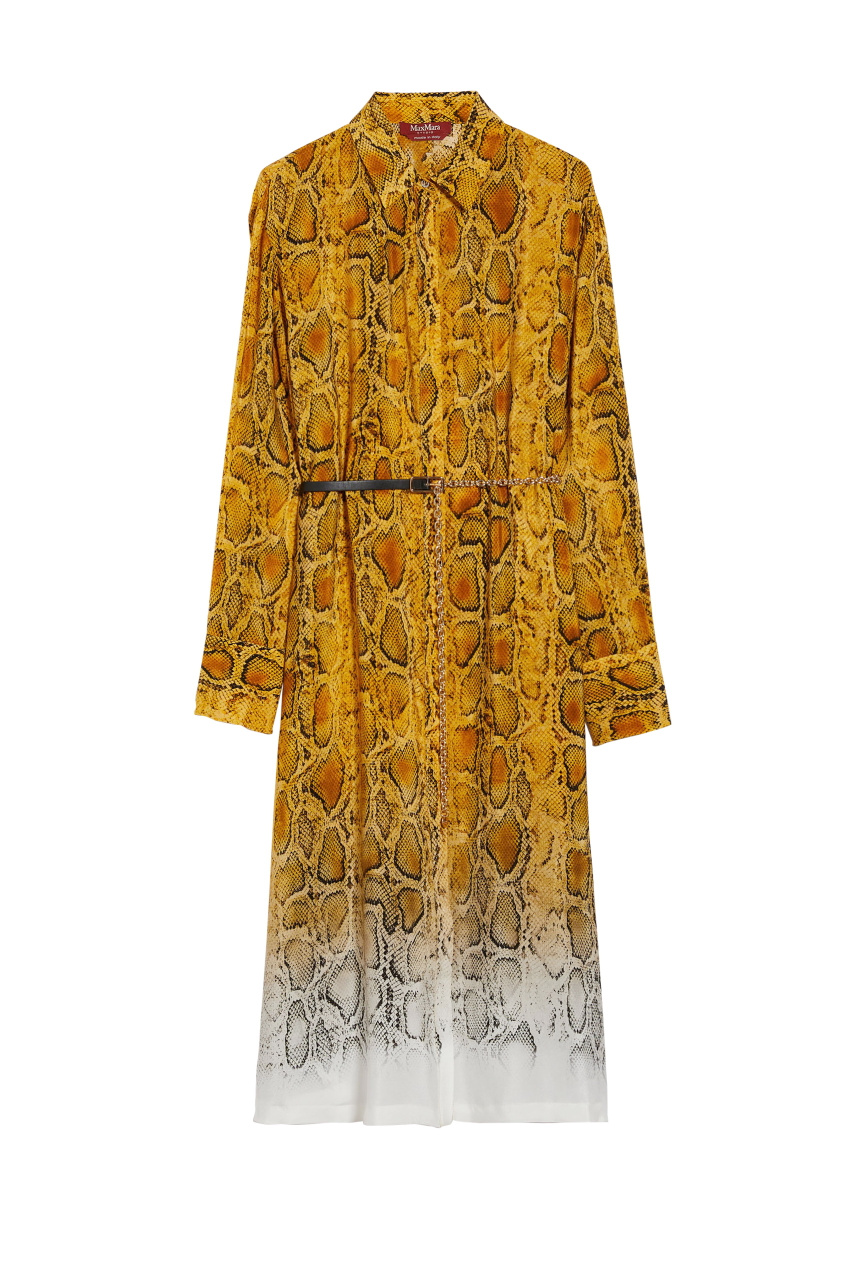 Платье NEREO из натурального шелка с анималистичным принтом|Основной цвет:Желтый|Артикул:2416221152 | Фото 1
