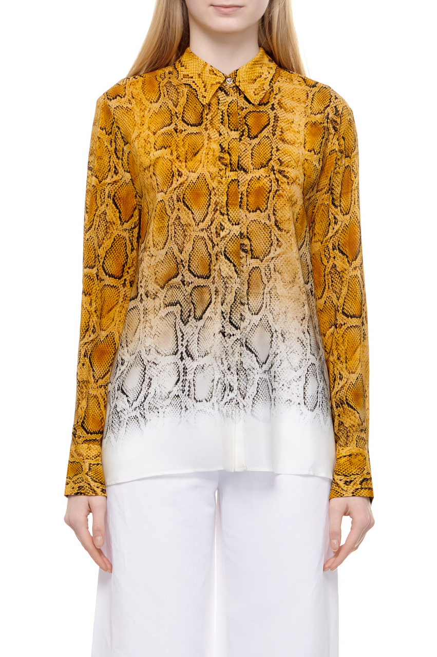 Блузка ADELFI из натурального шелка с анималистичным принтом|Основной цвет:Желтый|Артикул:2416111032 | Фото 1