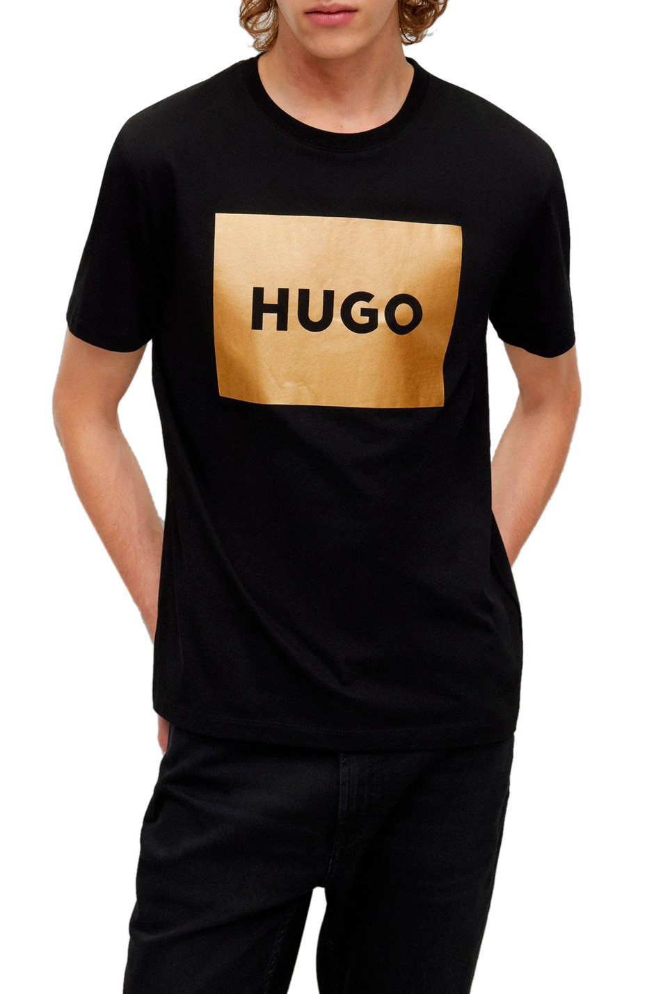 Мужской HUGO Футболка прямого кроя с логотипом (цвет ), артикул 50484783 | Фото 3