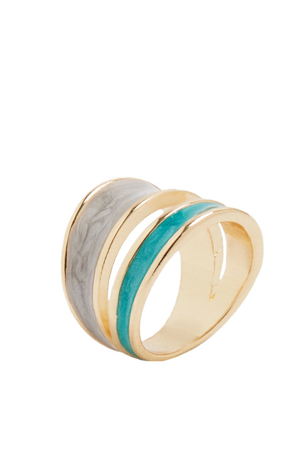 Многослойное кольцо с эмалевыми вставками|Основной цвет:Золотой|Артикул:206206 | Фото 1