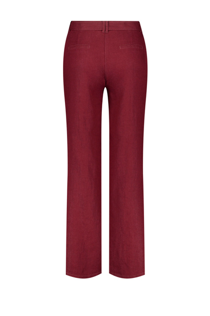 Льняные брюки с поясом|Основной цвет:Бордовый|Артикул:622085-66225 -Classic Fit | Фото 2