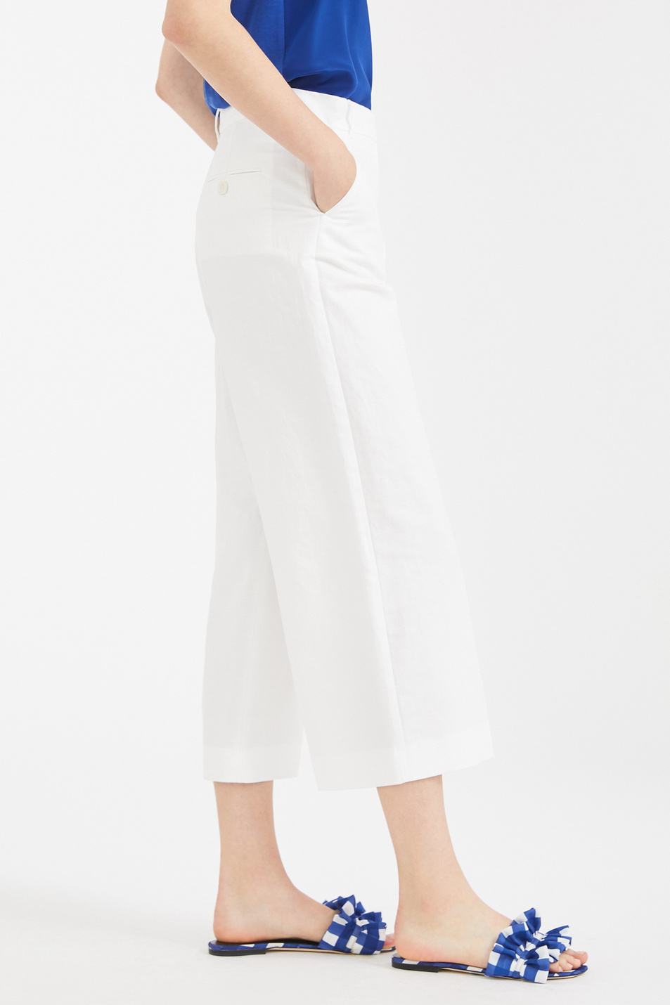 Женский Weekend Max Mara Брюки-кюлоты из смеси хлопка и льна ANGIO (цвет ), артикул 51310501 | Фото 4