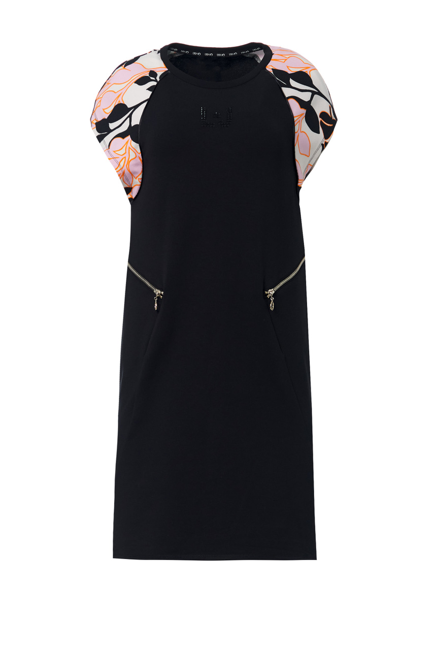 Платье с принтованными вставками|Основной цвет:Черный|Артикул:TA2060F0831 | Фото 1