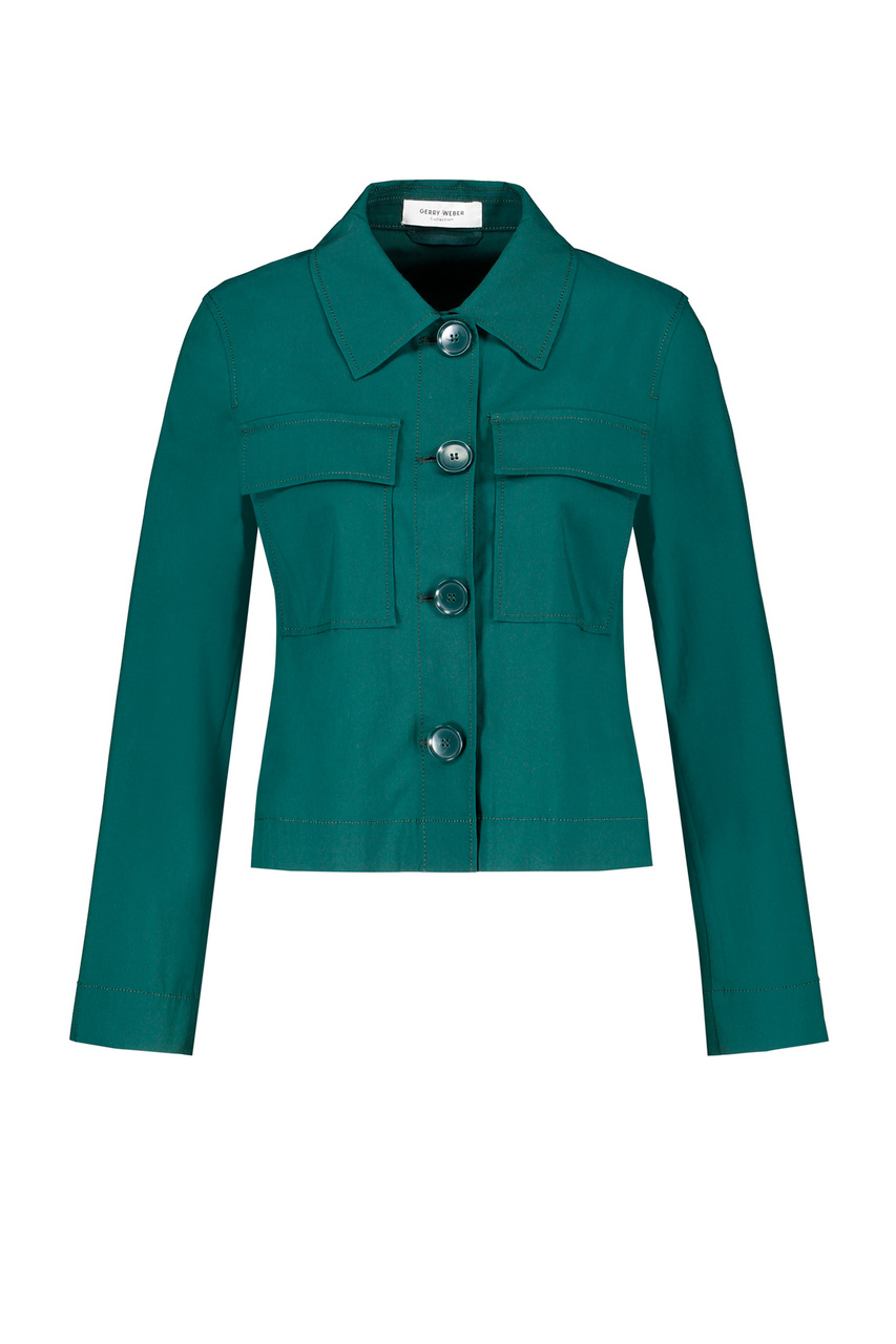 Жакет с накладными карманами|Основной цвет:Зеленый|Артикул:730017-31251 | Фото 1