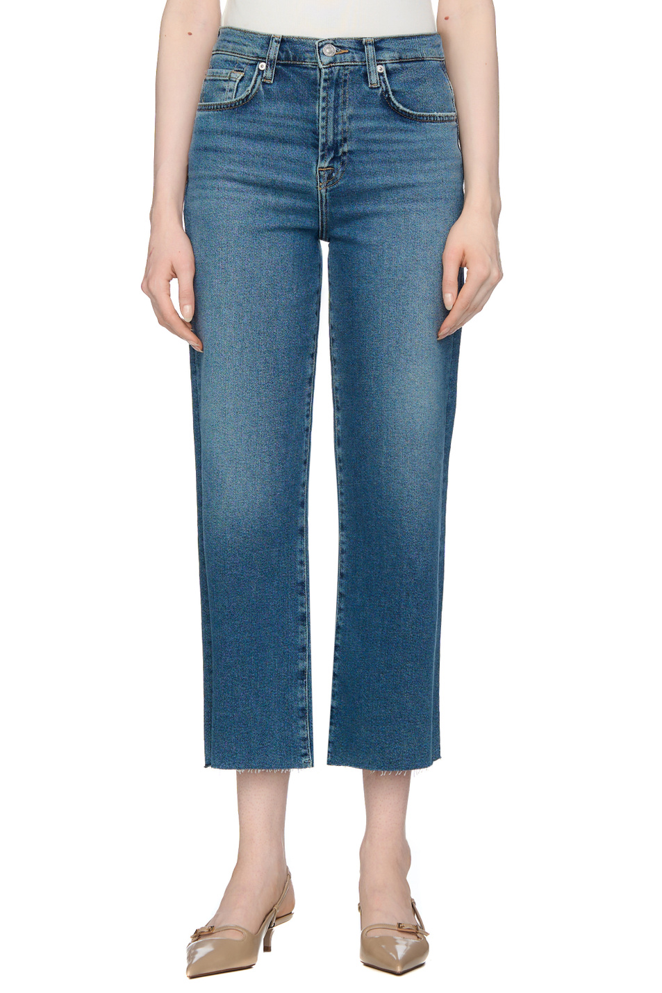 Женский 7 for all Mankind Джинсы ALEXA из смесового хлопка укороченные (цвет ), артикул JSWJA910BA | Фото 4