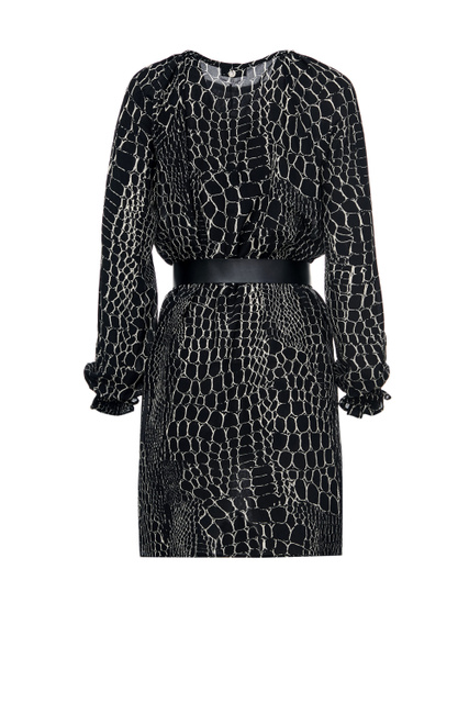 Платье из шелка с анималистичным принтом|Основной цвет:Черный|Артикул:CF2082T3228 | Фото 2