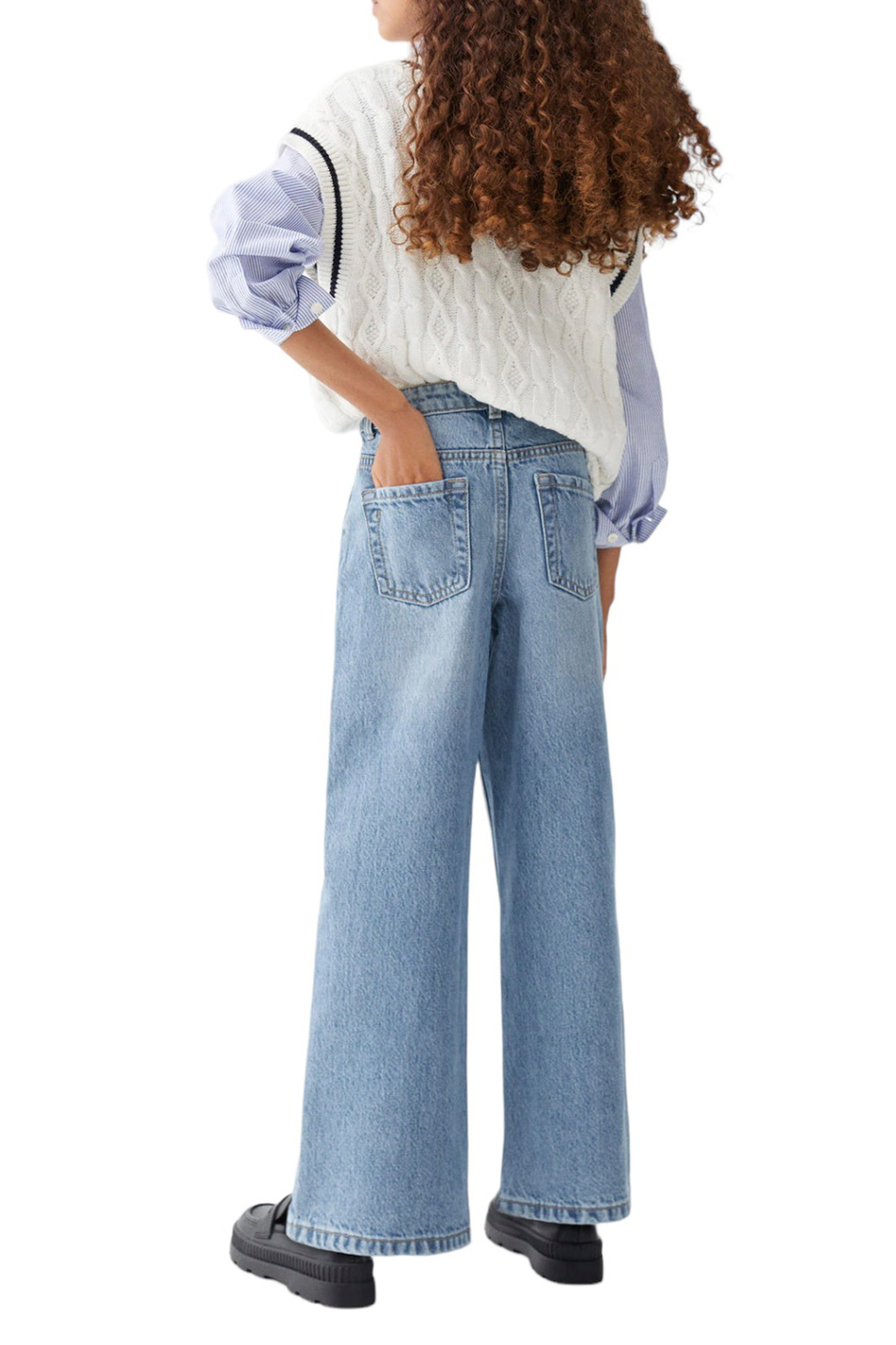 Девочкам Mango Kids Джинсы WIDE5 из натурального хлопка (цвет ), артикул 57024006 | Фото 4