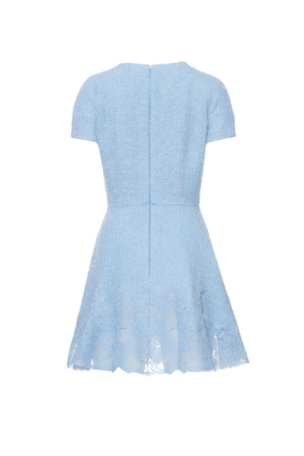Платье из твида с кружевным подолом|Основной цвет:Голубой|Артикул:AB00618E2 | Фото 2