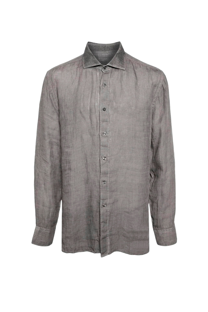 Рубашка из чистого льна|Основной цвет:Серый|Артикул:31ALIM13110000115 | Фото 1