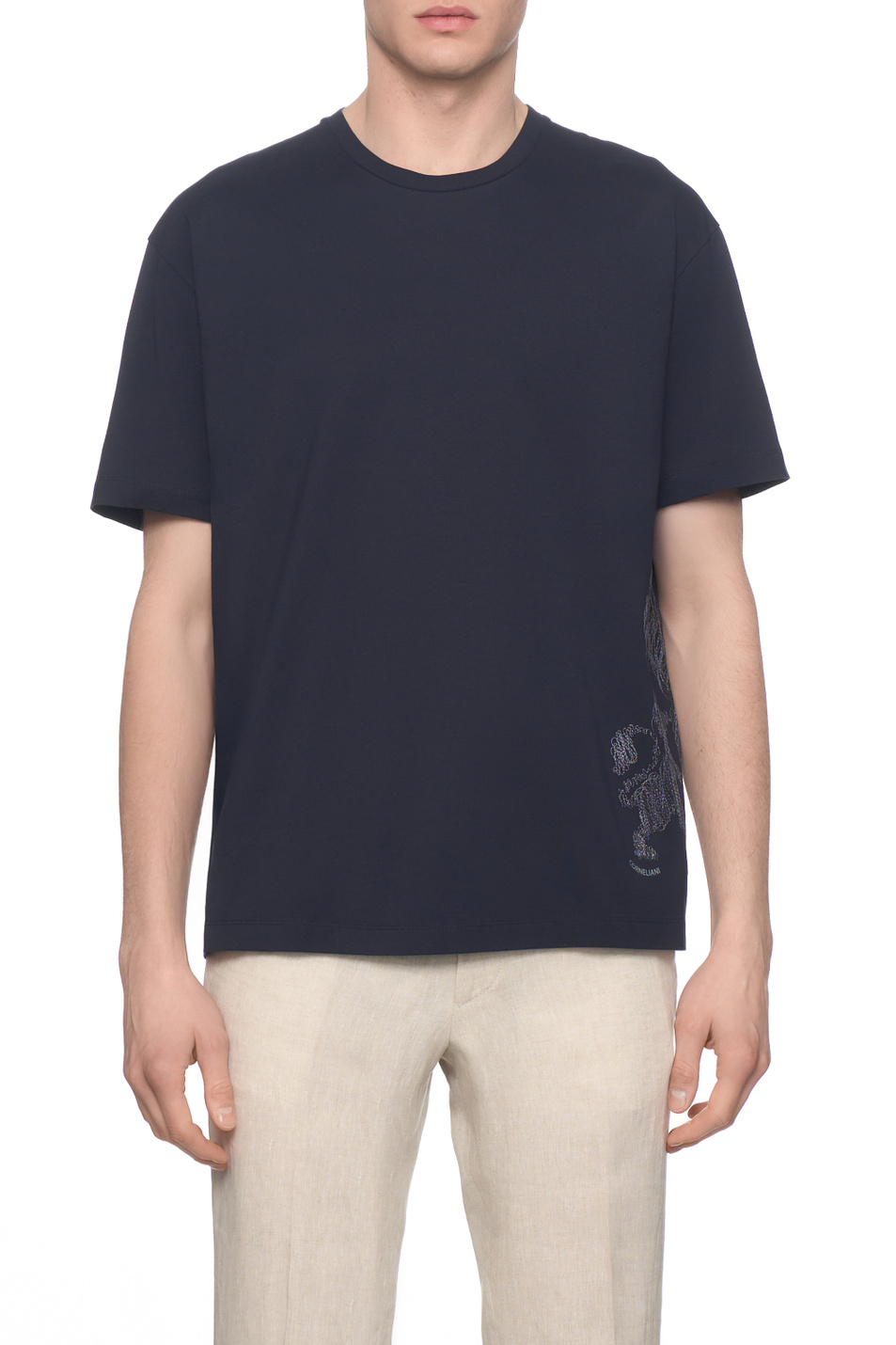 Футболка из натурального хлопка с принтом|Основной цвет:Синий Мужской Corneliani Футболка из натурального хлопка с принтом (цвет ), артикул 27G581-2725037 | Фото 4