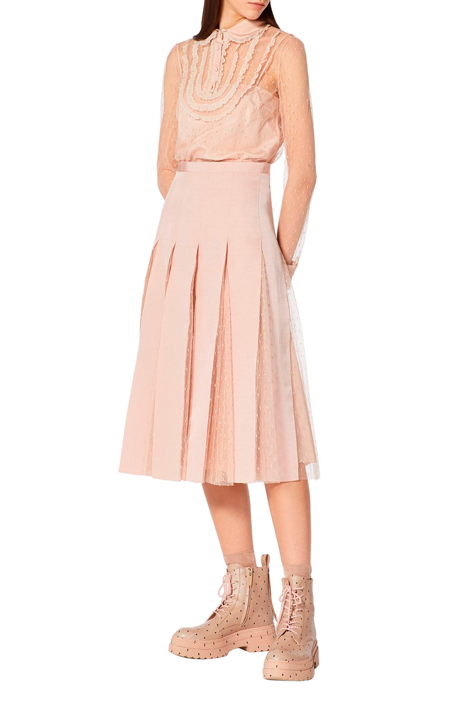 Женский Red Valentino Юбка из тюля «пуэн-деспри» с лентами из грогрена (цвет ), артикул VR3RAF701GK | Фото 2