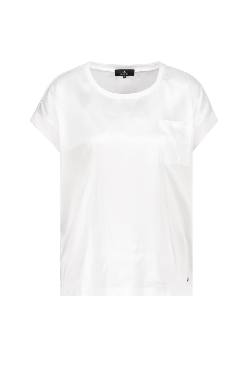 Блузка с накладным карманом|Основной цвет:Белый|Артикул:408379 | Фото 1