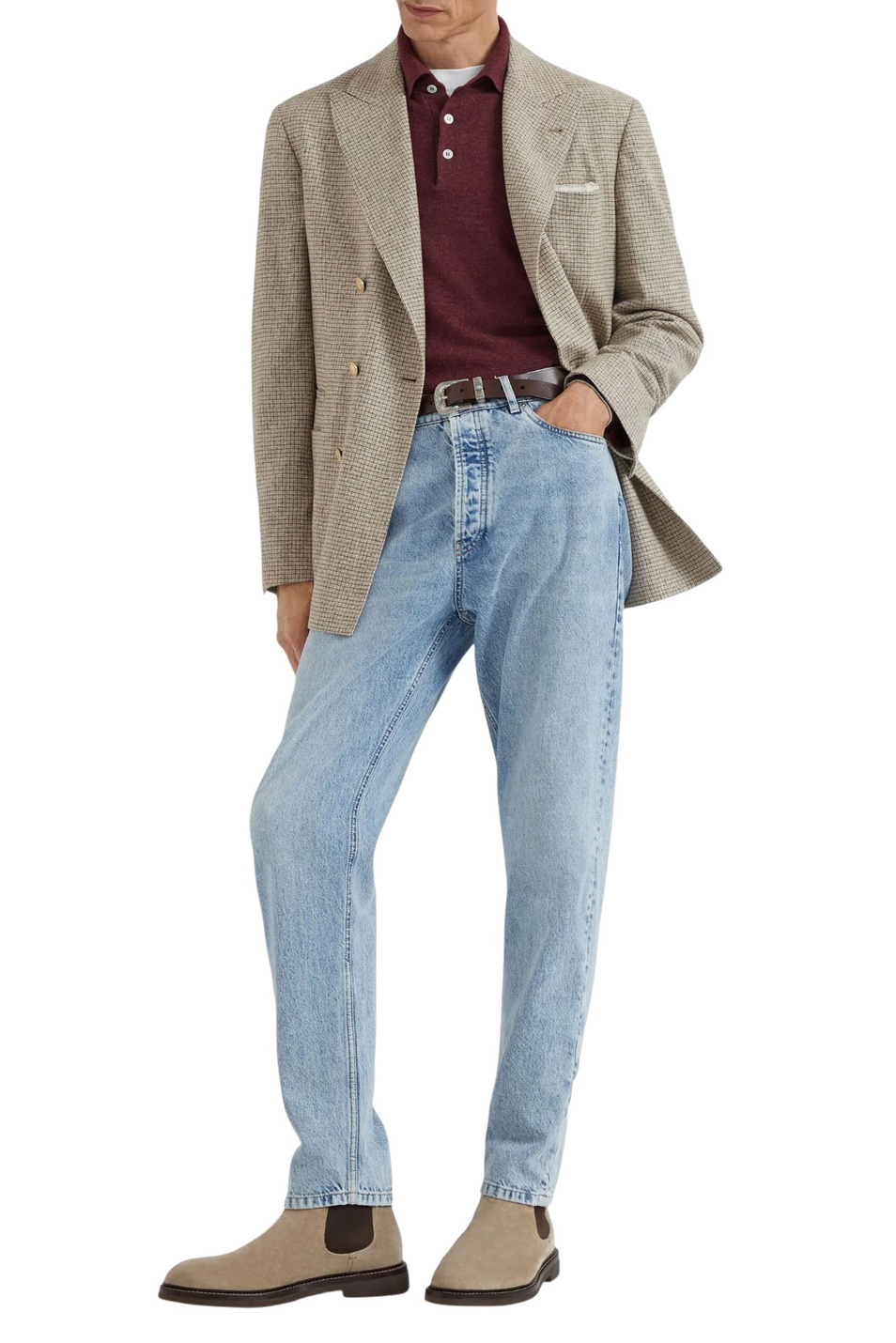 Мужской Brunello Cucinelli Джемпер поло однотонный (цвет ), артикул MSY00295 | Фото 3