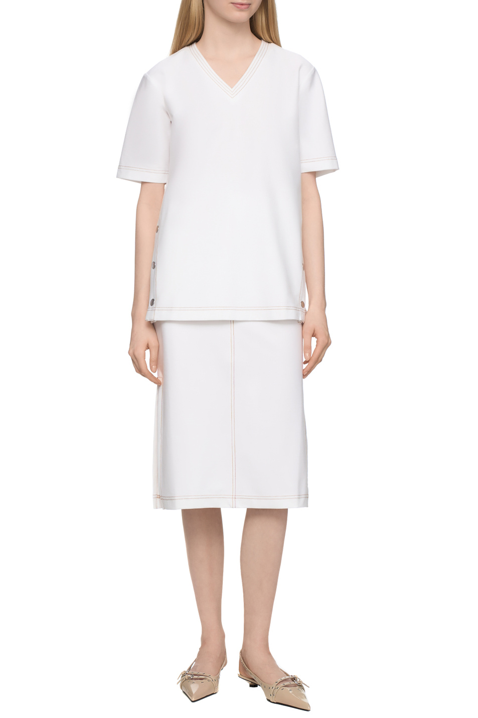 Женский Max Mara Футболка VERRES с контрастной строчкой (цвет ), артикул 2516941017 | Фото 3