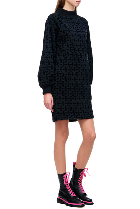 Emporio Armani Платье из смесового хлопка с принтом-монограммой ( цвет), артикул 6L2A7B-2JTCZ | Фото 4