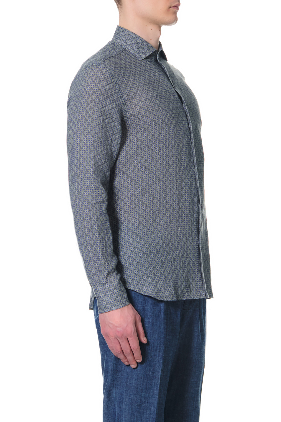 Мужской Corneliani Льняная рубашка с принтом (цвет ), артикул 89P126-2111903 | Фото 3