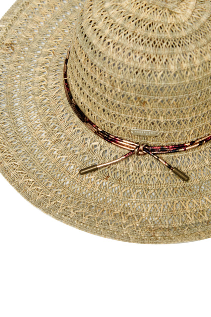 Соломенная шляпа с широкими полями и шнурком|Основной цвет:Коричневый|Артикул:055064-00001 | Фото 2
