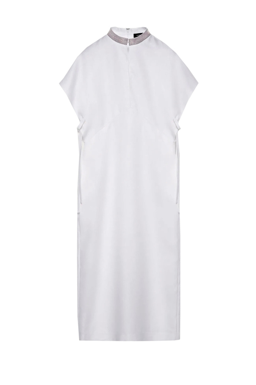 Платье из смесового льна|Основной цвет:Белый|Артикул:ABD273B577I820 | Фото 1