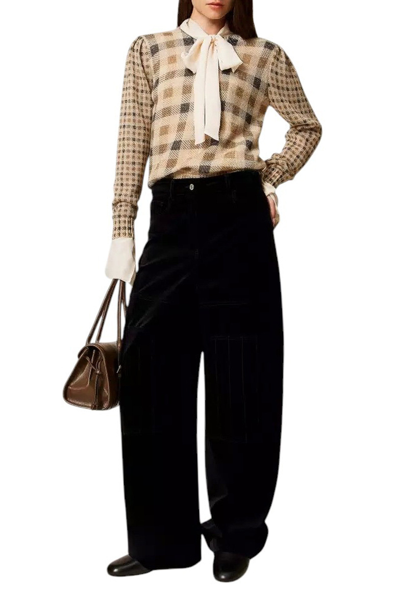 Блузка с воротником-бабочкой|Основной цвет:Кремовый Женский TWINSET Milano Блузка с воротником-бабочкой (цвет ), артикул 252AT2210 | Фото 2