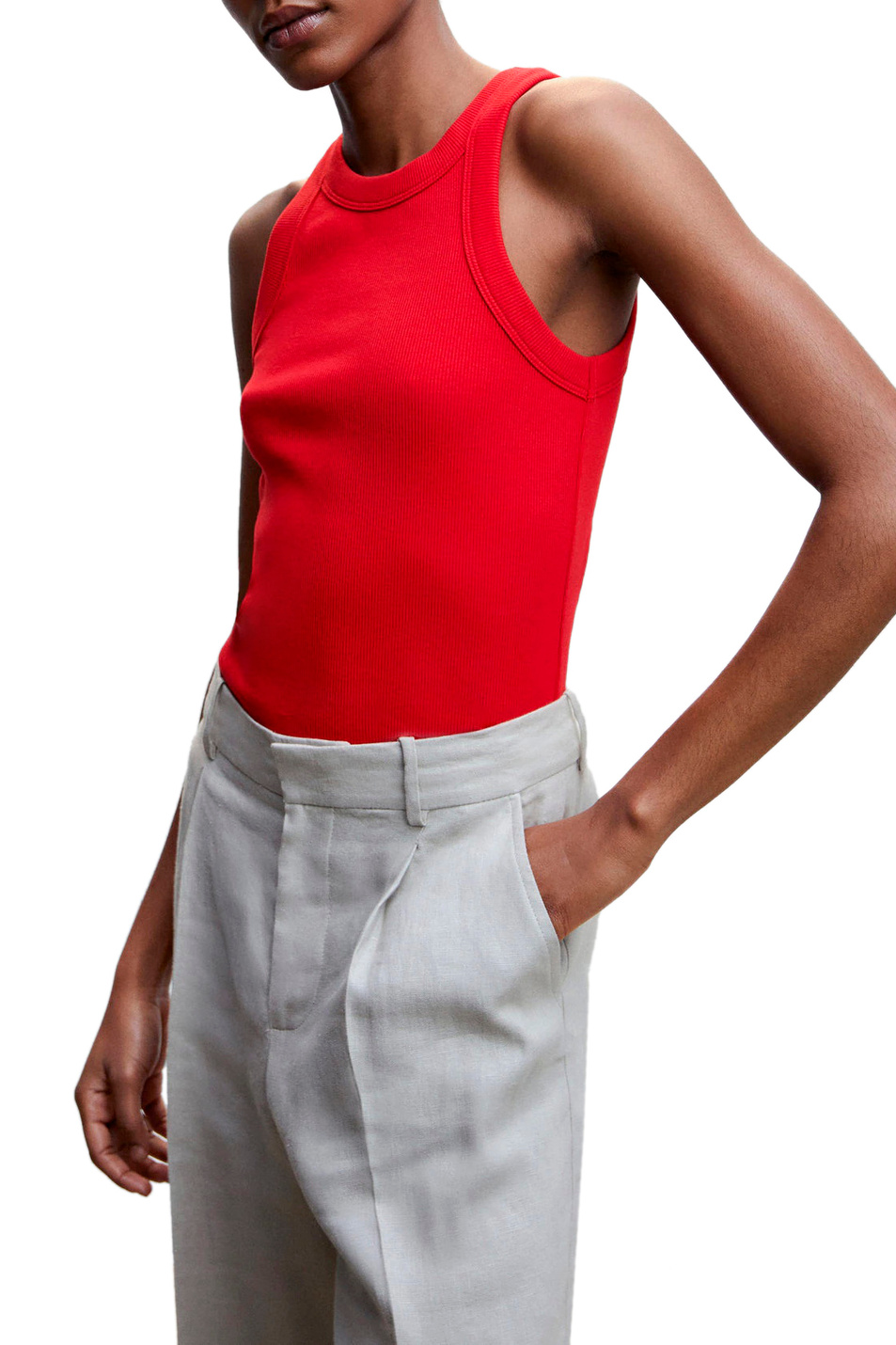 Топ BONI из эластичного хлопка|Основной цвет:Красный Женский Mango Топ BONI из эластичного хлопка (цвет ), артикул 47087877 | Фото 3