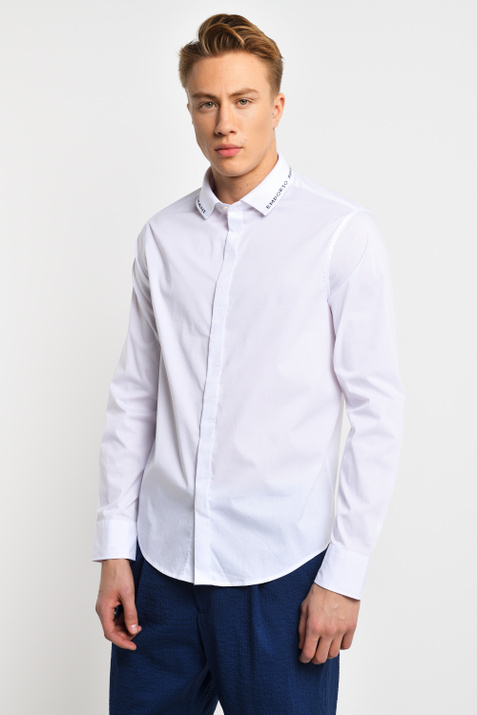 Emporio Armani Рубашка из смесового эластичного хлопка с логотипом (Белый цвет), артикул 3H1CP8-1NHUZ | Фото 1
