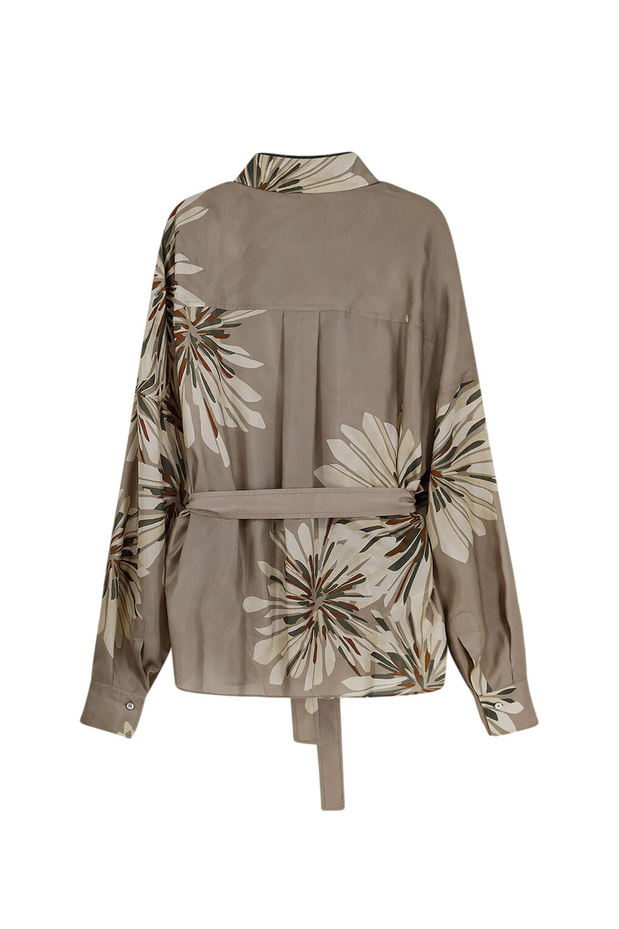 Женский Brunello Cucinelli Блузка из шелка с поясом (цвет ), артикул MQ967RH216 | Фото 2