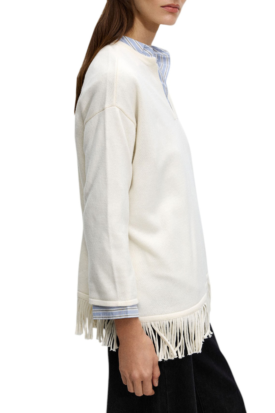 Пончо с бахромой|Основной цвет:Белый Женский Parfois Пончо с бахромой (цвет ), артикул 229852 | Фото 4